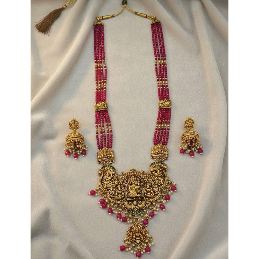 Lucentarts Jewellery South Temple Pota Stone Pearl Long Necklace Set