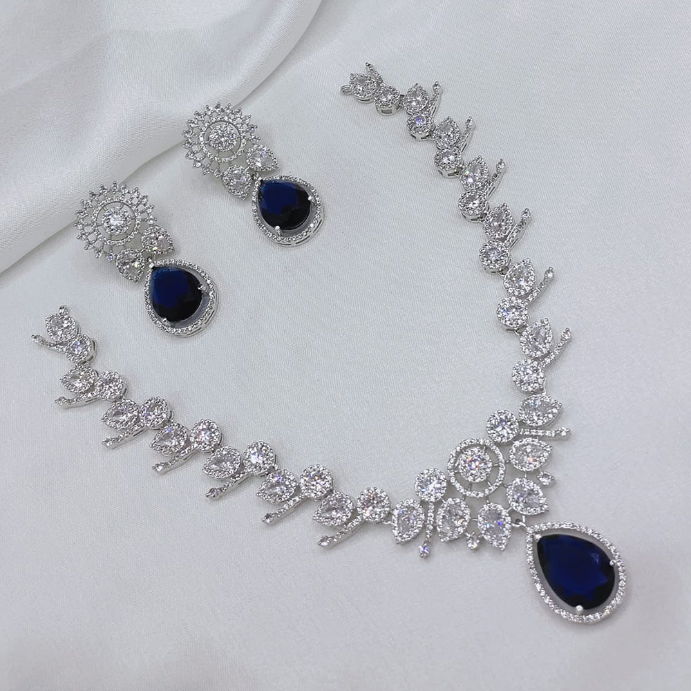 Lucentarts Jewellery Sparkling American Diamond Necklace Set
