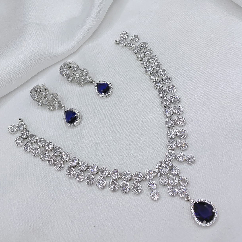 Lucentarts Jewellery Sparkling American Diamond Necklace Set
