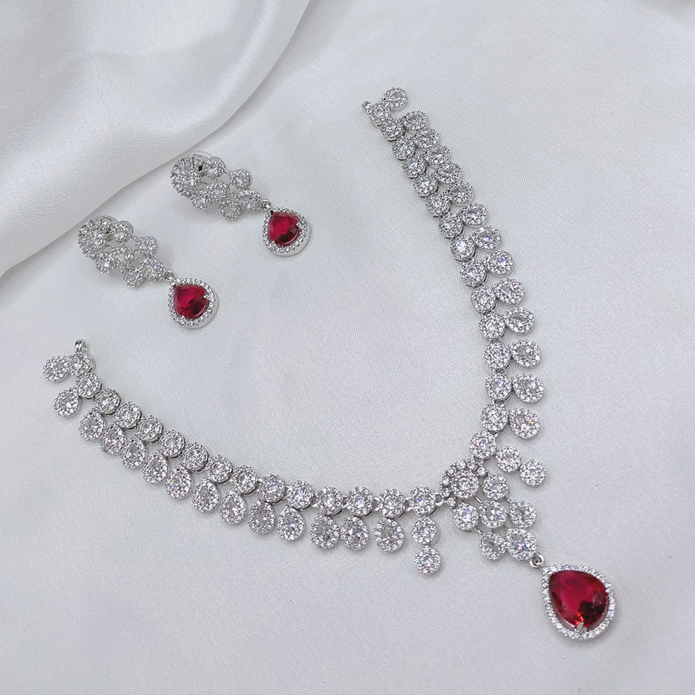 Lucentarts Jewellery Sparkling American Diamond Necklace Set