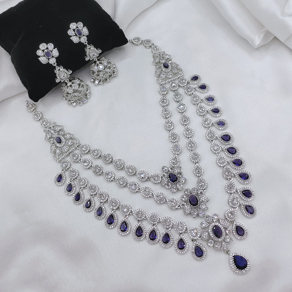 Lucentarts Jewellery Sparkling American Diamond Necklace Set