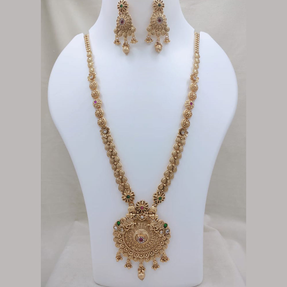 Lucentarts Jewellery Traditional Pota Stone And Pearl Designer Long Necklace Set