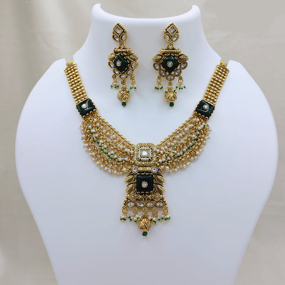 Lucentarts Jewellery Royal Pota Stone Pearl Designer Necklace Set