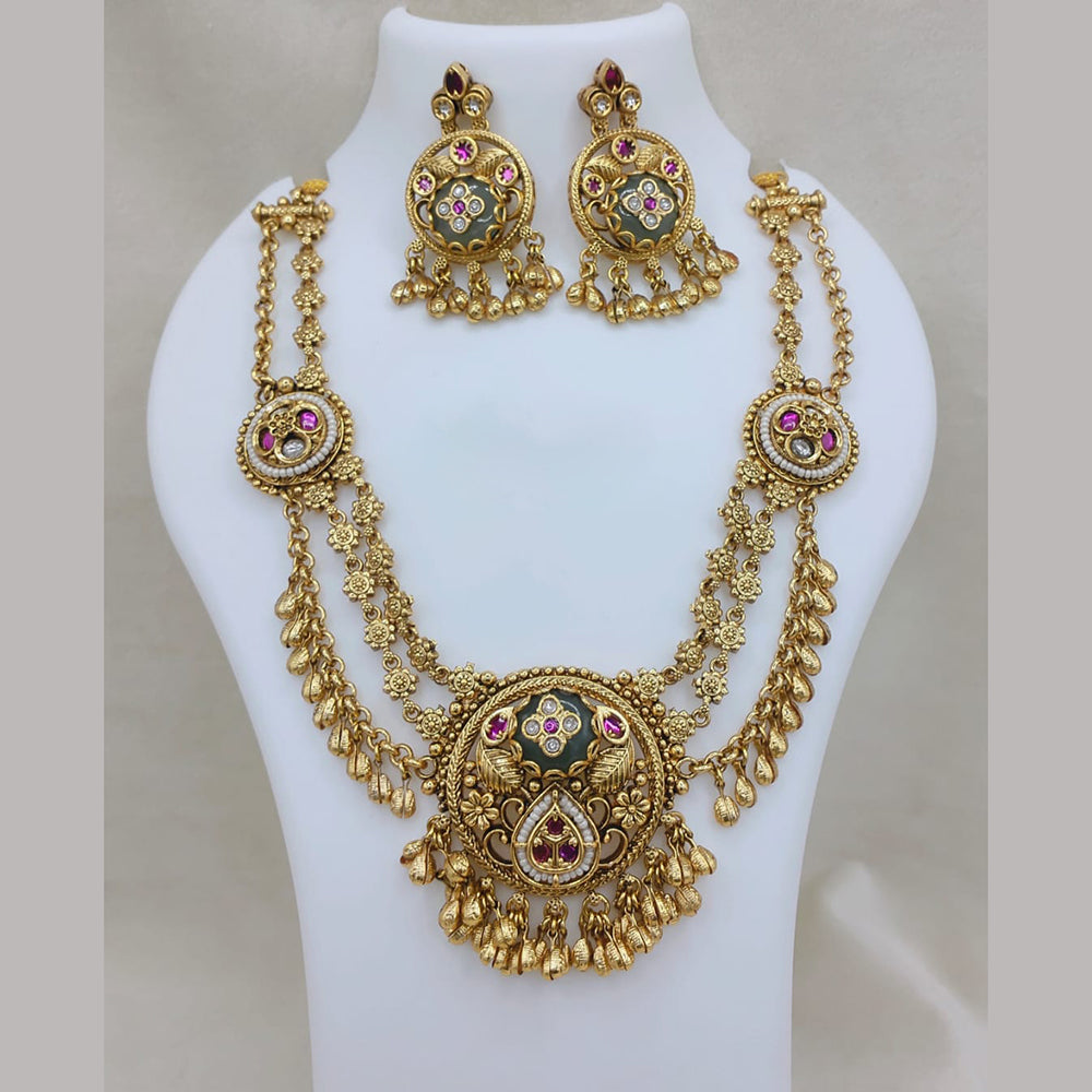 Lucentarts Jewellery Royal Pota Stone Pearl Designer Necklace Set