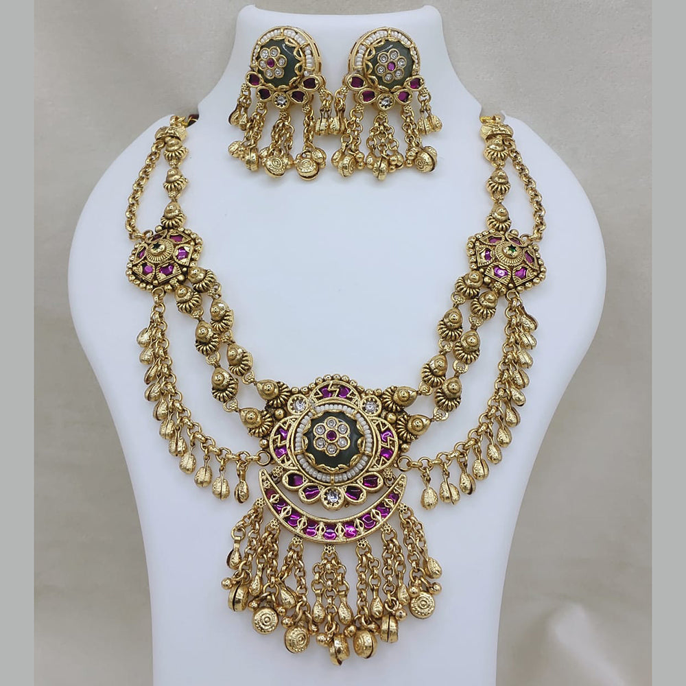 Lucentarts Jewellery Royal Pota Stone Pearl Designer Necklace Set