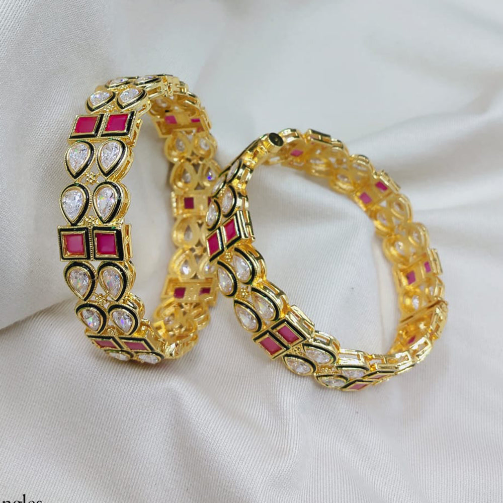 Lucentarts Jewellery Radiant Pota Stone And Crystal Bangles Set