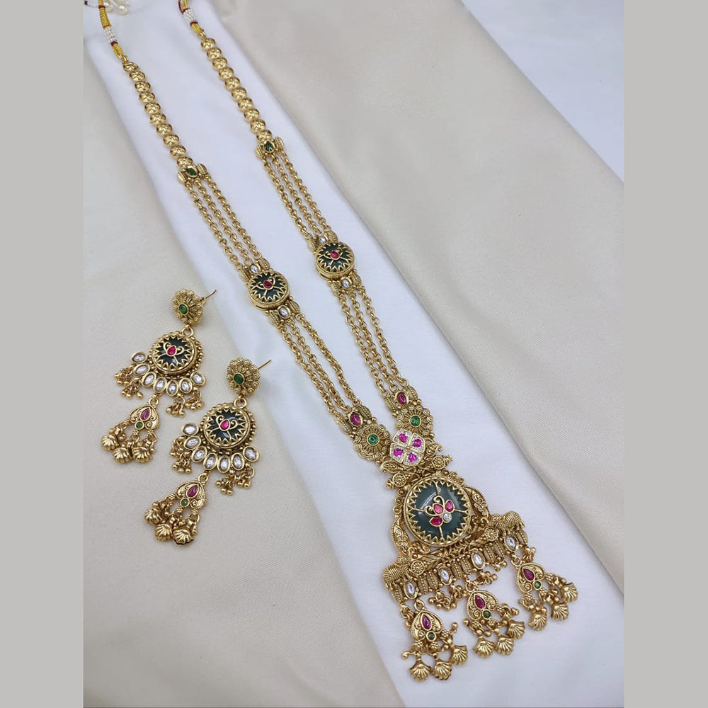 Lucentarts Jewellery Elegant Pota Stone And Pearl Long Necklace Set