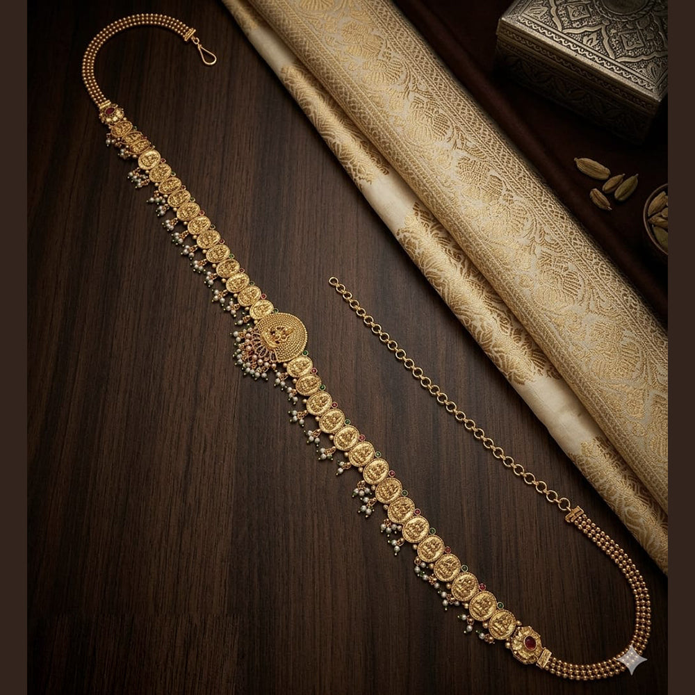 Lucentarts Jewellery Traditional Pota Stone And Pearl Kamarband for Bridal & Festive Wear