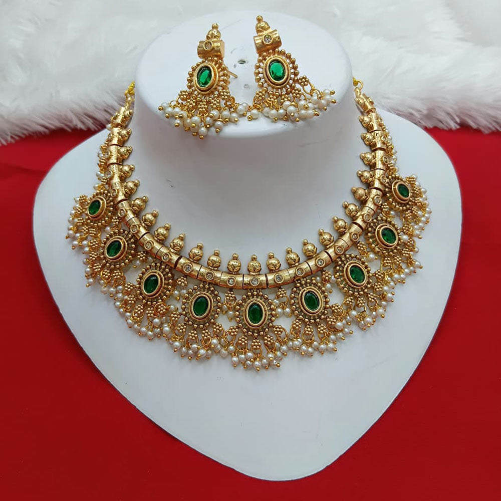 Lucentarts Jewellery Elegant Pota Stone And Pearl Necklace Set