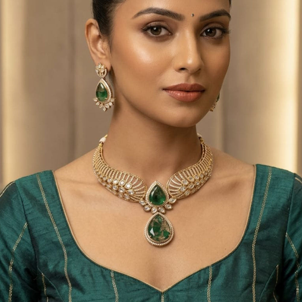 Lucentarts Jewellery Elegant Druzy Crystal Stone Necklace Set