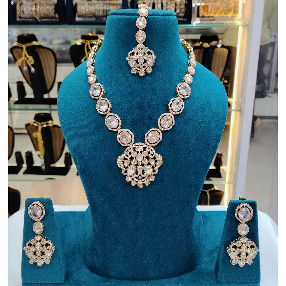 Lucentarts Jewellery Royal Polki Kundan Stone Necklace Set