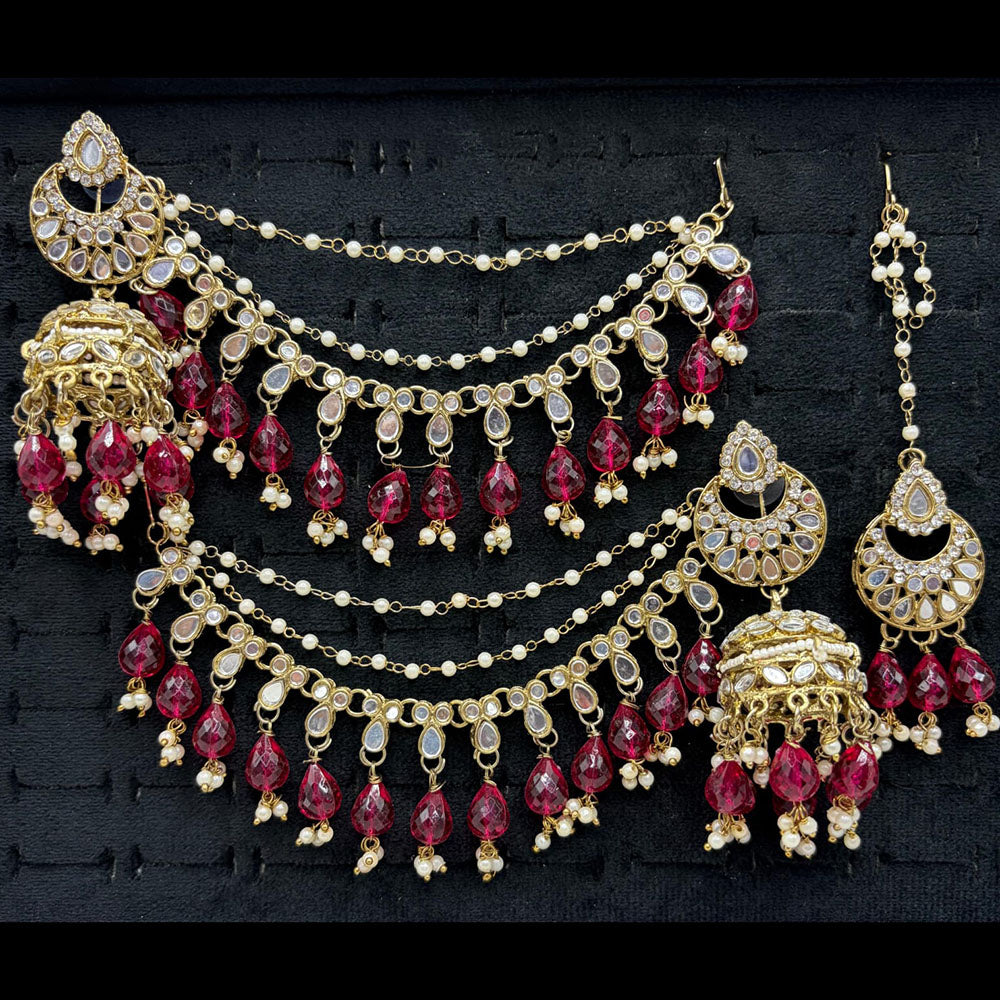 Lucentarts Jewellery Premium Austrian Stone And Mirror Jhumki With Maangtikka