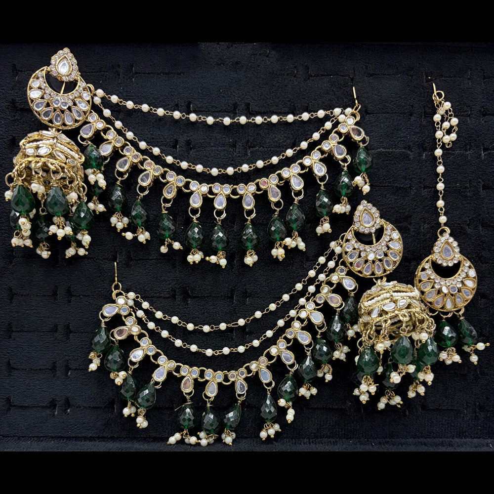 Lucentarts Jewellery Premium Austrian Stone And Mirror Jhumki With Maangtikka