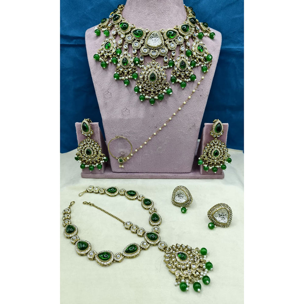 Lucentarts Jewellery Pota Stone Pearl And Beads Designer Semi Bridal Necklace Set
