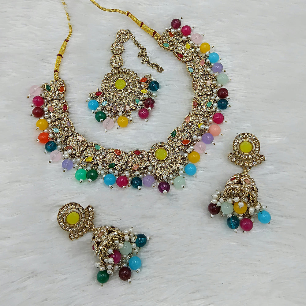 Lucentarts Jewellery Heritage Pota Stone Pearl And Beads Necklace Set