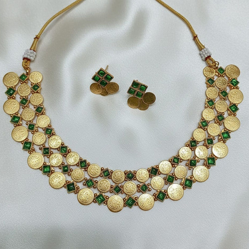 Lucentarts Jewellery Heritage Pota Stone And Temple Necklace Set