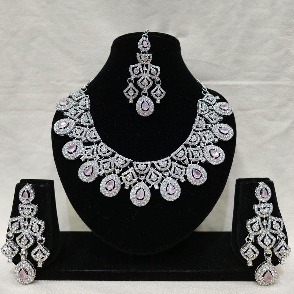Lucentarts Jewellery Royal Look American Diamond Necklace Set