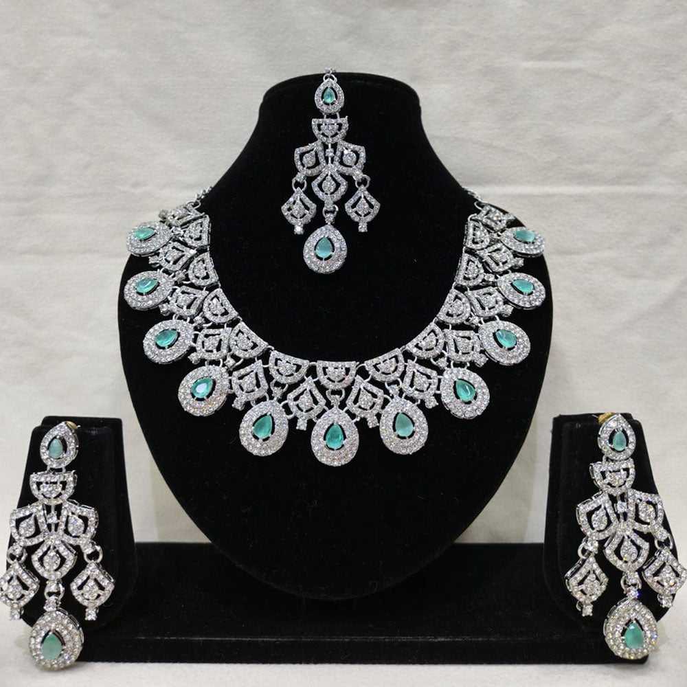 Lucentarts Jewellery Royal Look American Diamond Necklace Set