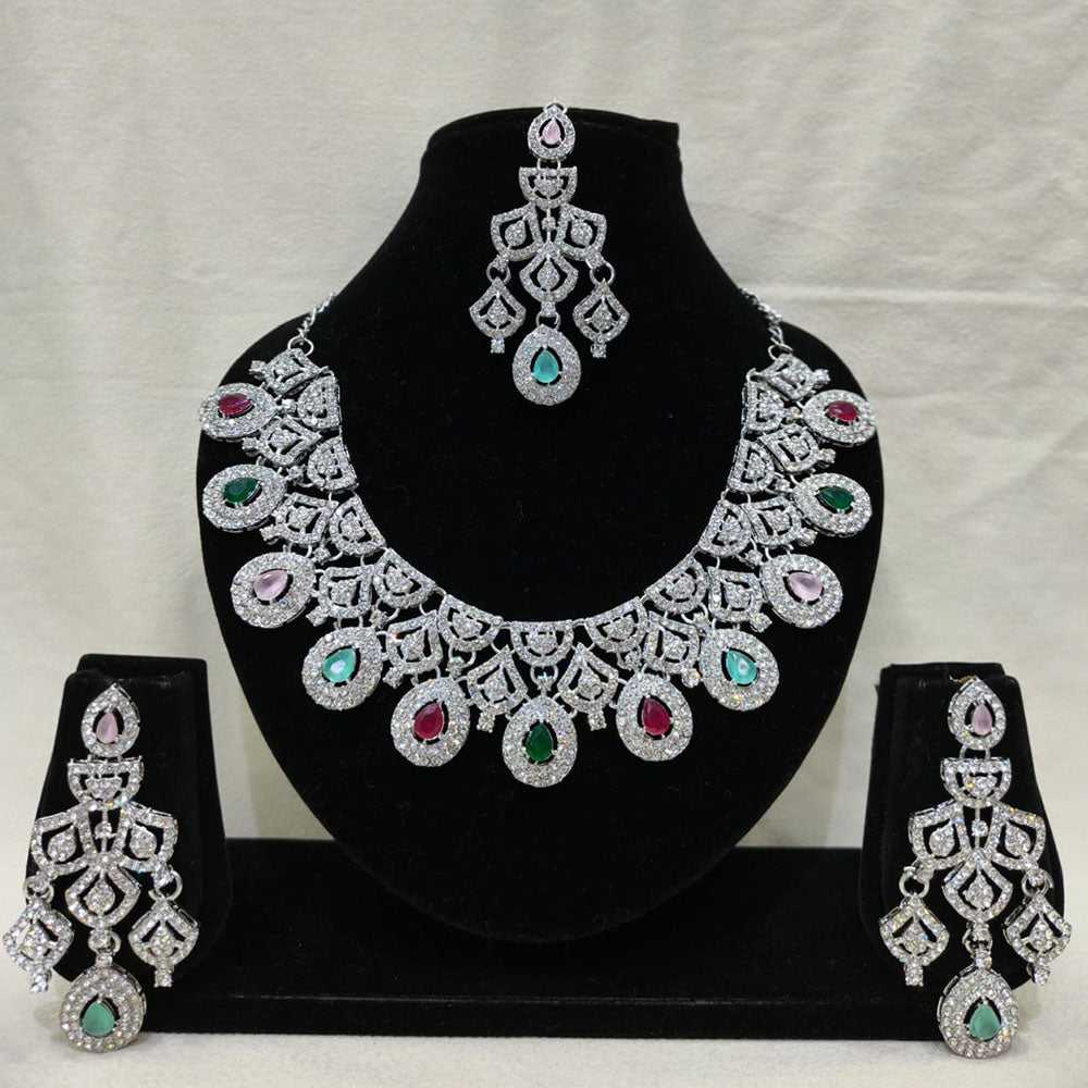 Lucentarts Jewellery Royal Look American Diamond Necklace Set