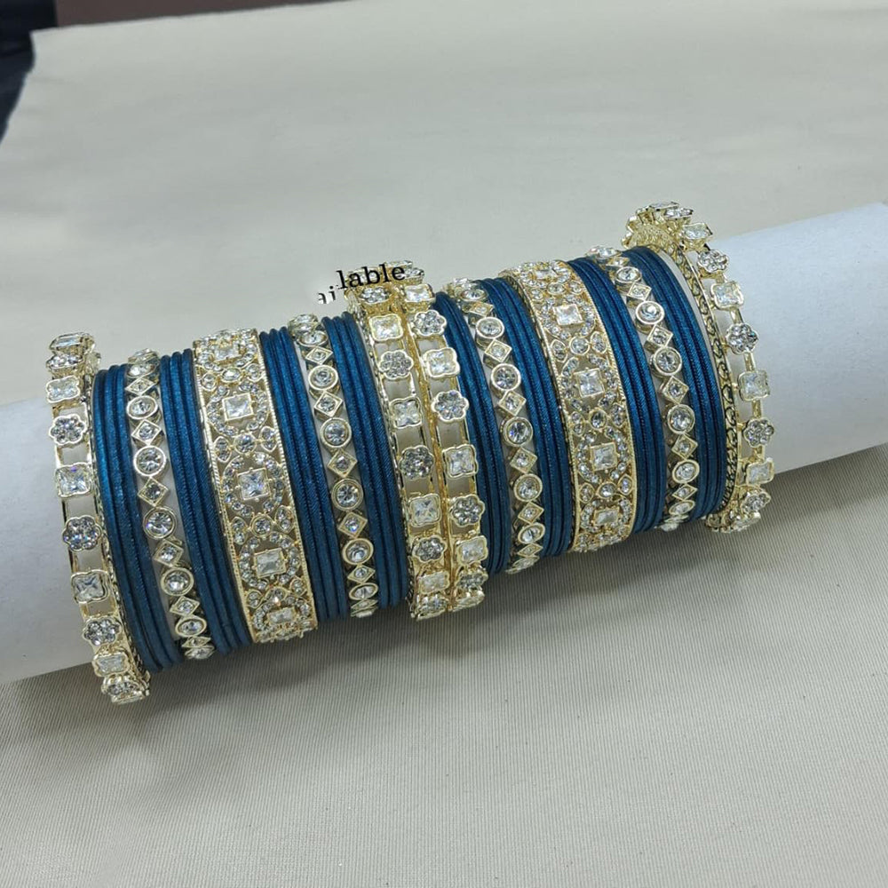 Lucentarts Jewellery Sparkling Austrian Stone Fancy Bangles Set for Wedding & Festive Wear
