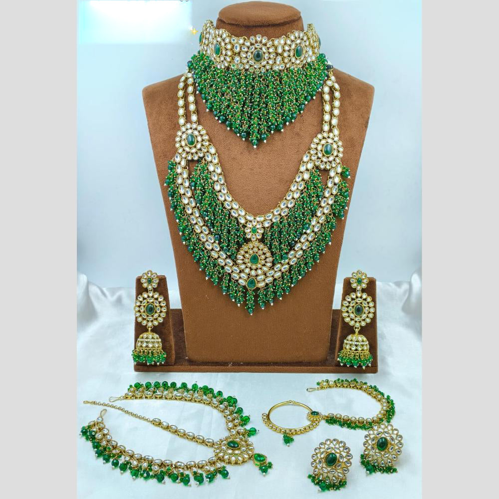 Lucentarts Jewellery Opulent Kundan Stone Pearl And Beads Bridal Jewellery Set