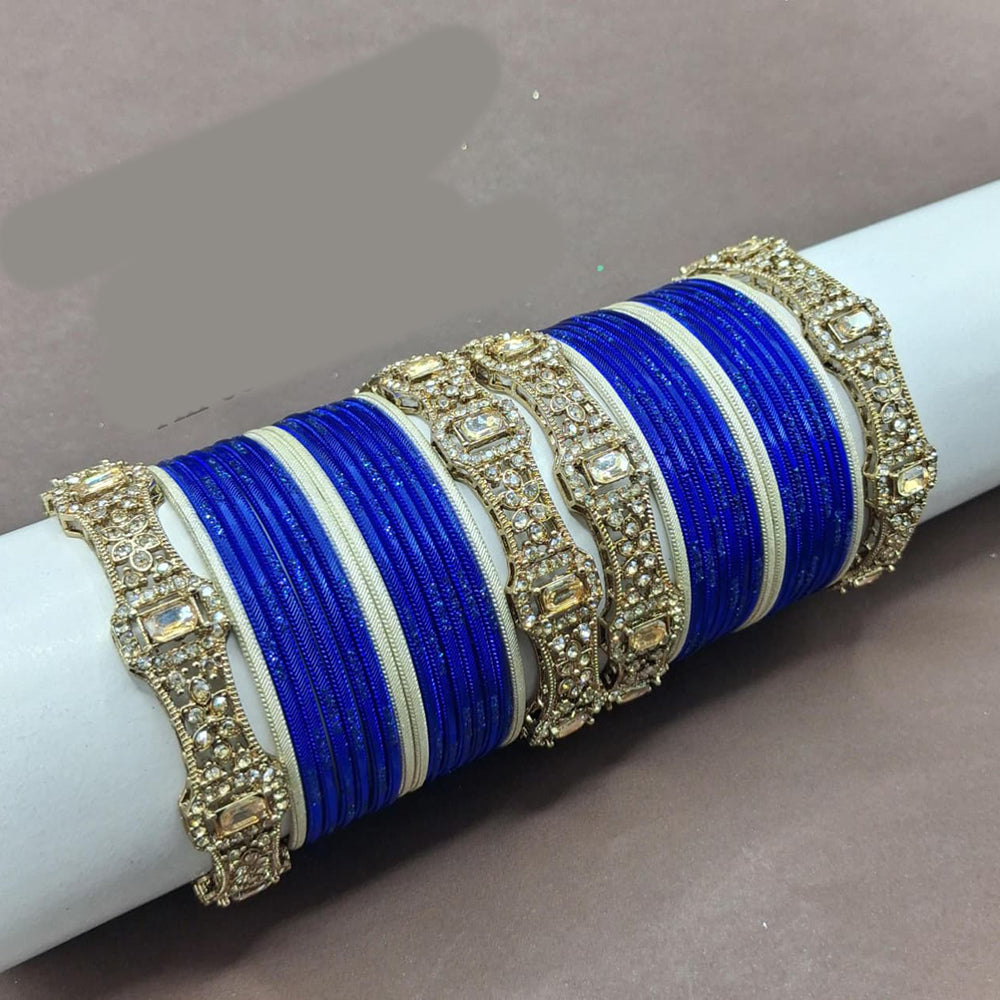 Lucentarts Jewellery Sparkling Crystal Stone Fancy Bangles Set for Wedding & Festive Wear