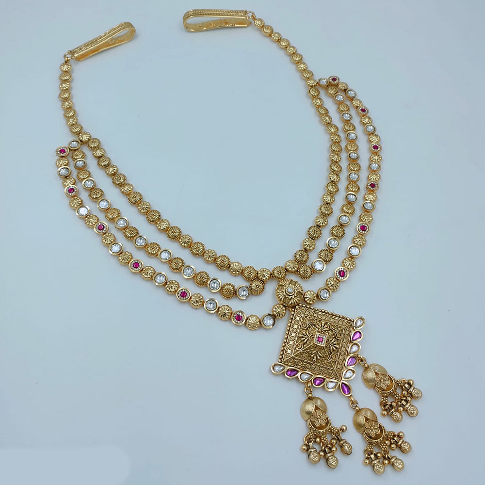 Lucentarts Jewellery Traditional Pota Stone And Pearl Kamarband for Bridal & Festive Wear