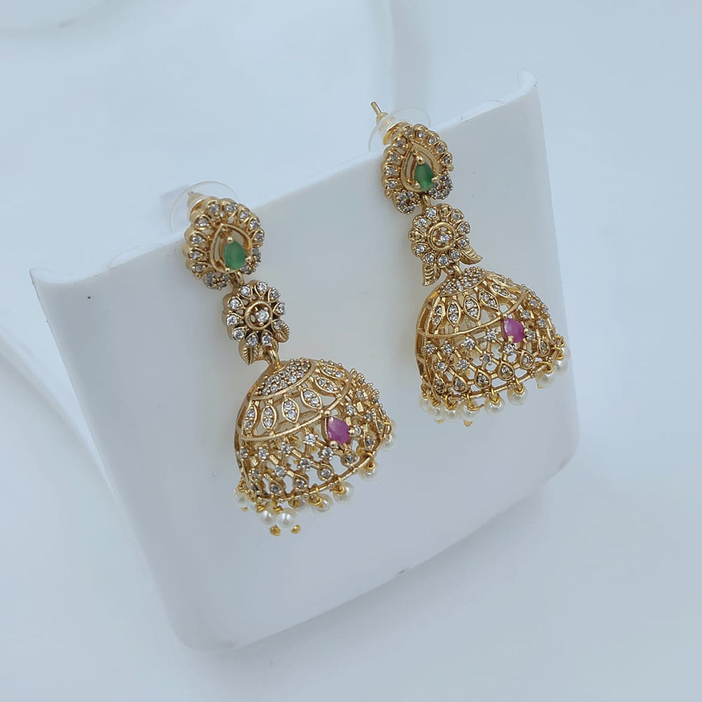Lucentarts Jewellery Designer Pota Stone And Pearl Jhumki Earrings