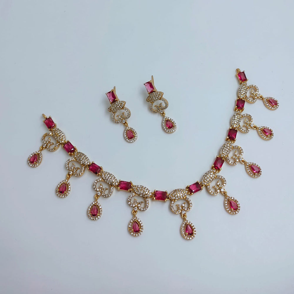 Lucentarts Jewellery Royal Look American Diamond Necklace Set