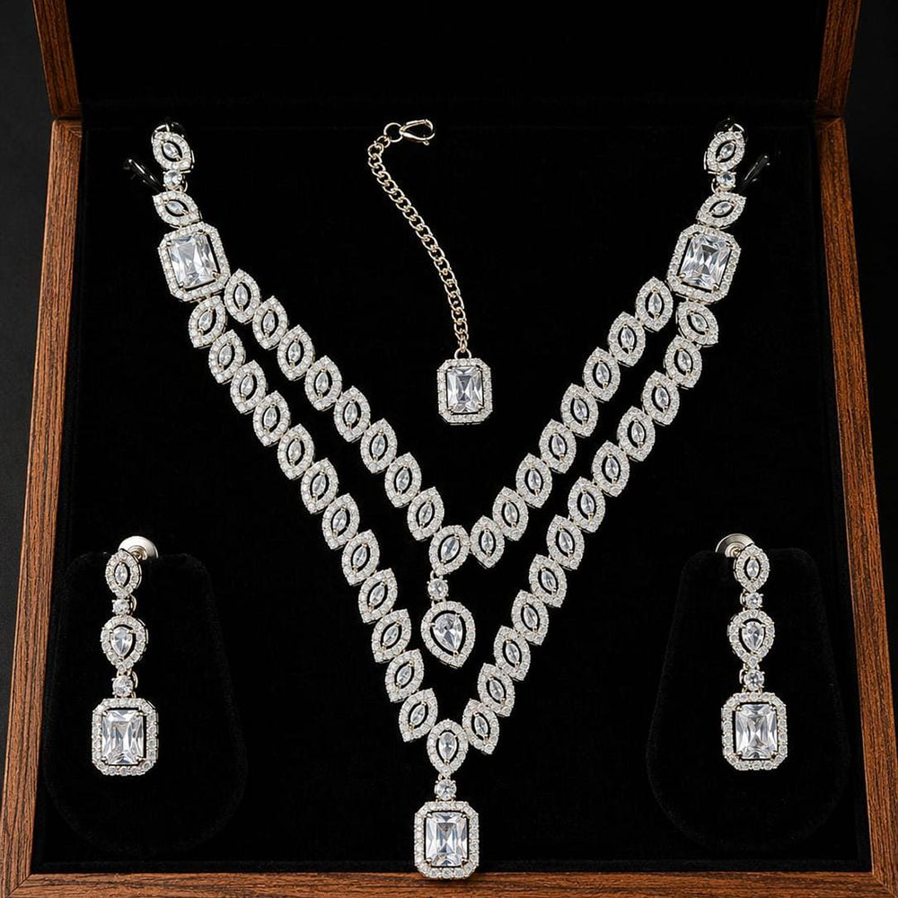 Lucentarts Jewellery Crystal Stone And Austrian Stone Necklace Set