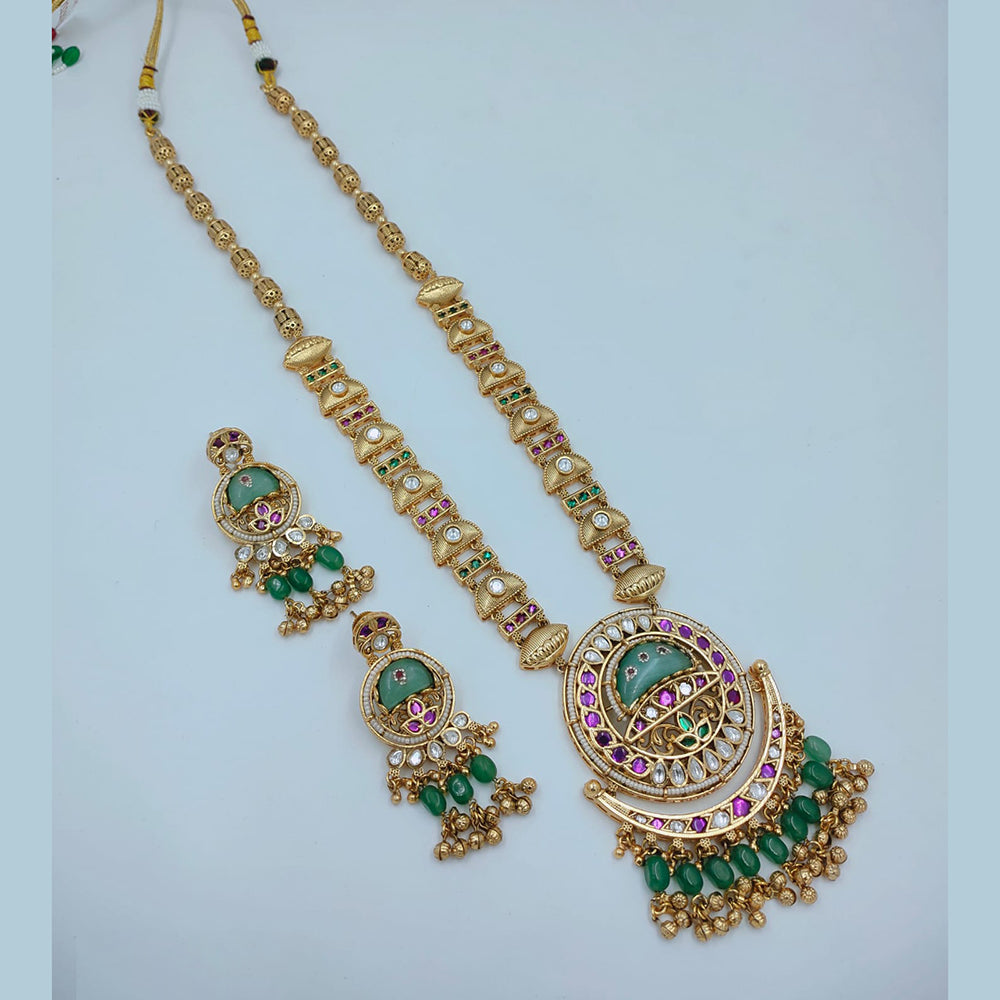 Lucentarts Jewellery Elegant Pota Stone And Pearl Long Necklace Set