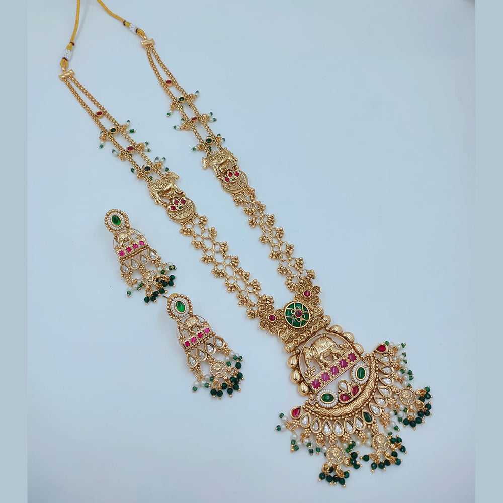 Lucentarts Jewellery Elegant Pota Stone And Pearl Long Necklace Set
