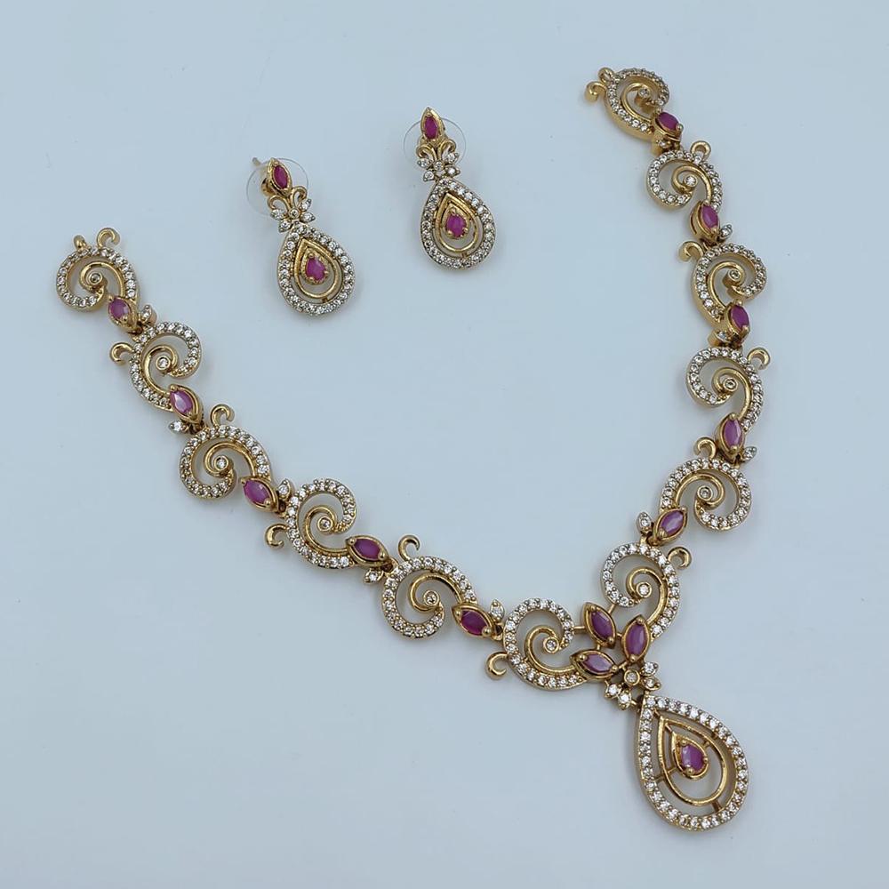 Lucentarts Jewellery Sparkling American Diamond Necklace Set for Women