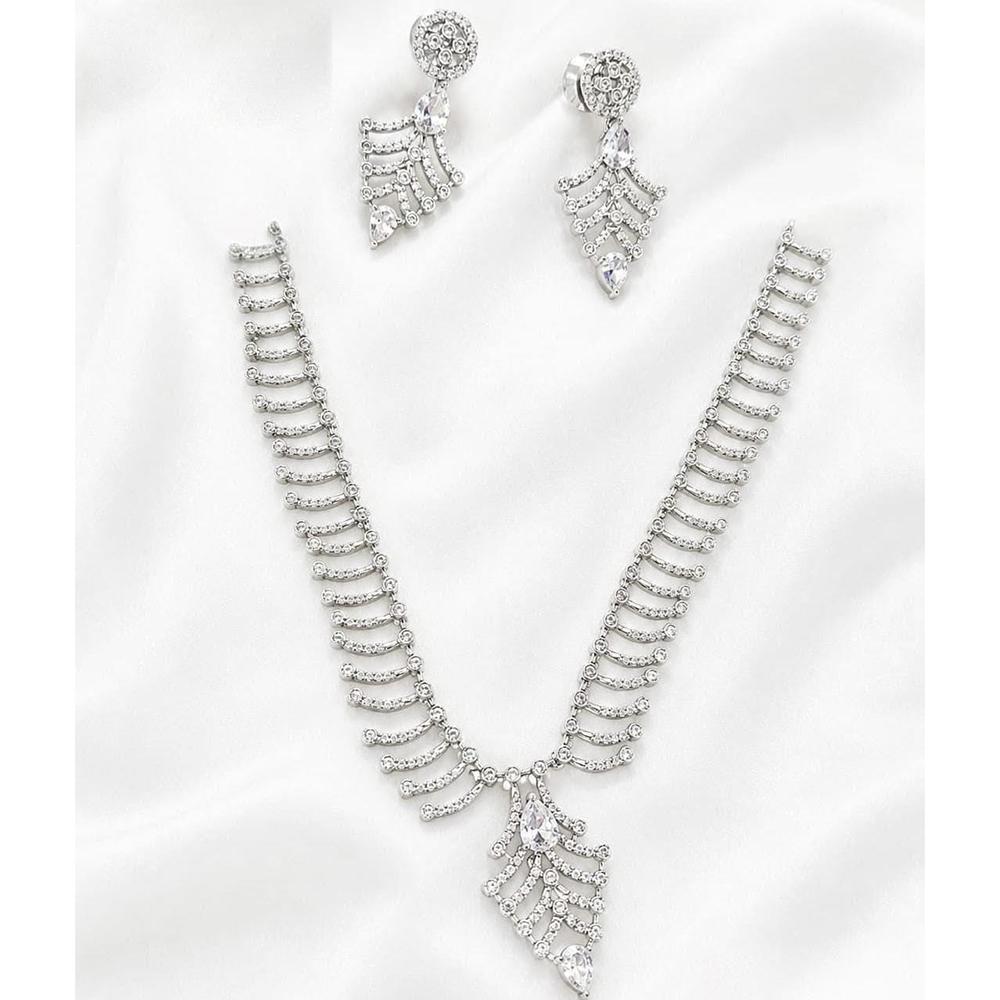 Lucentarts Jewellery Sparkling American Diamond Necklace Set for Women