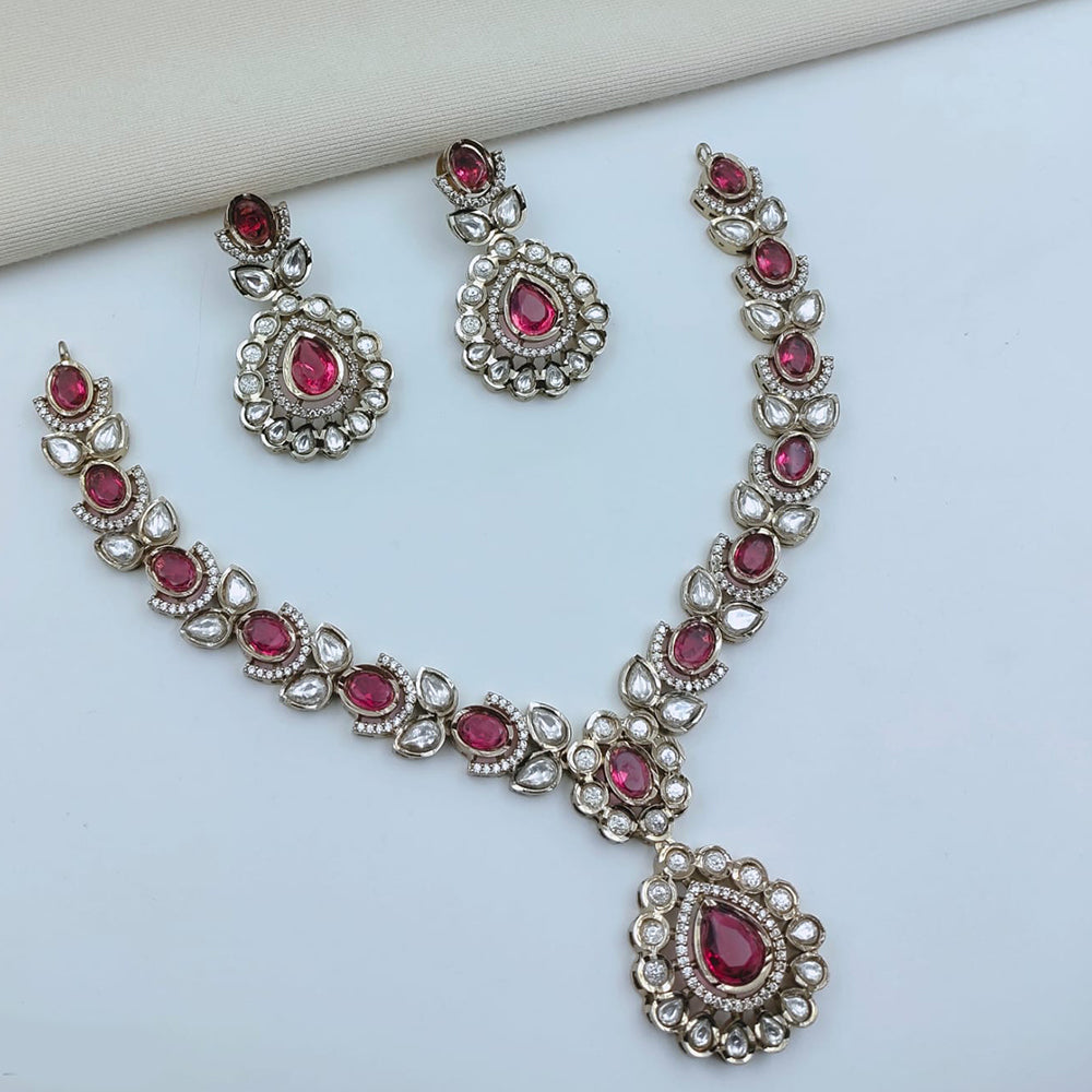 Lucentarts Jewellery Sparkling American Diamond Necklace Set for Women