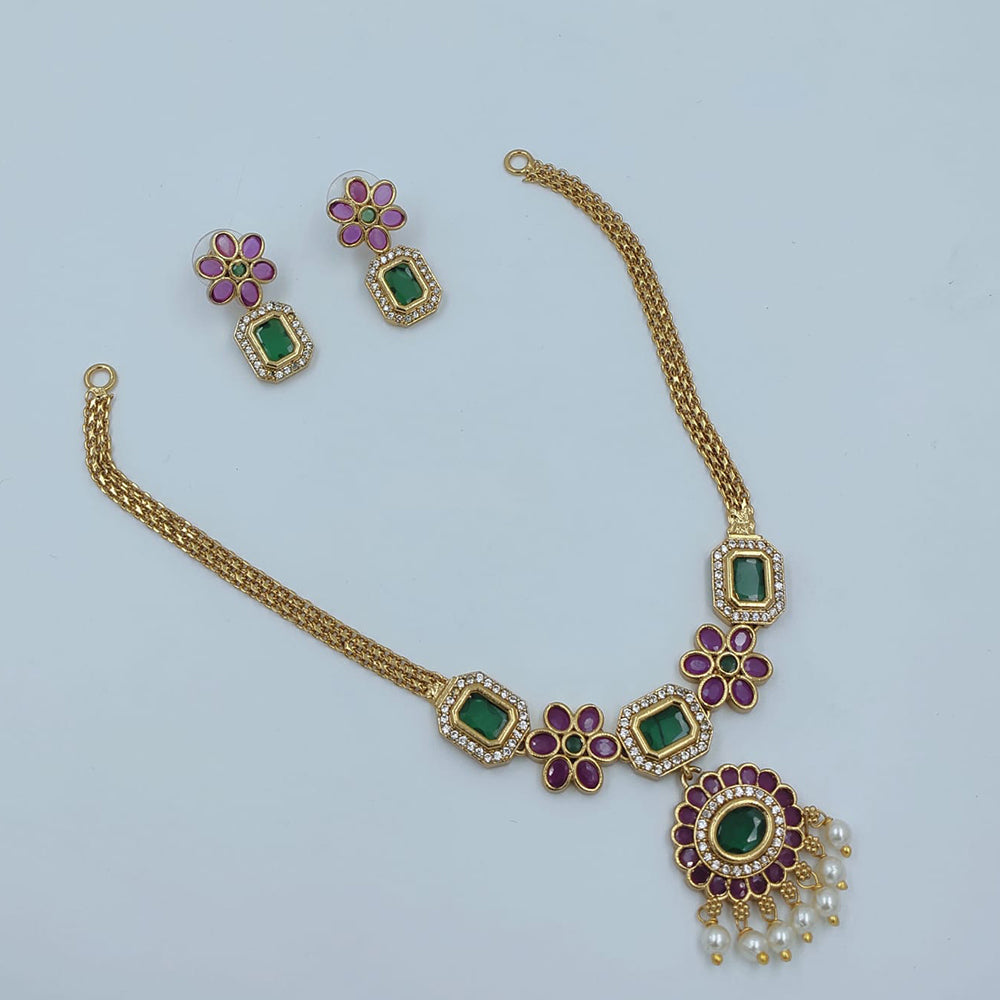 Lucentarts Jewellery Classic Pota Stone Gold Plated Coin Necklace Set