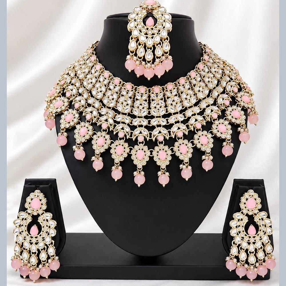 Lucentarts Jewellery Kundan Stone And Beads Choker Necklace Set for Women