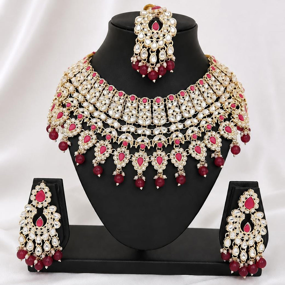 Lucentarts Jewellery Kundan Stone And Beads Choker Necklace Set for Women