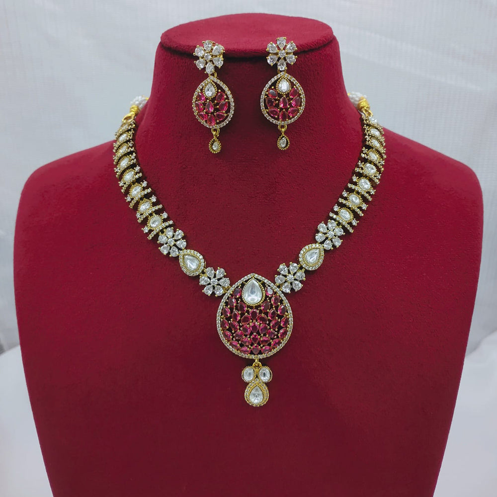 Lucentarts Jewellery Sparkling American Diamond Necklace Set for Women