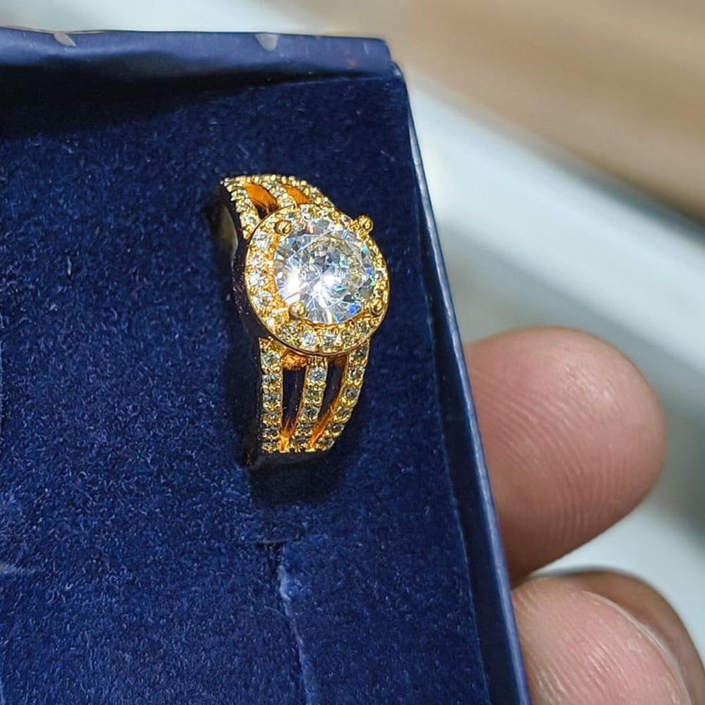 Lucentarts Jewellery Gold Plated Austrian Stone Ring