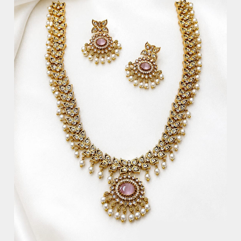 Lucentarts Jewellery Gold Plated American Diamond Necklace Set
