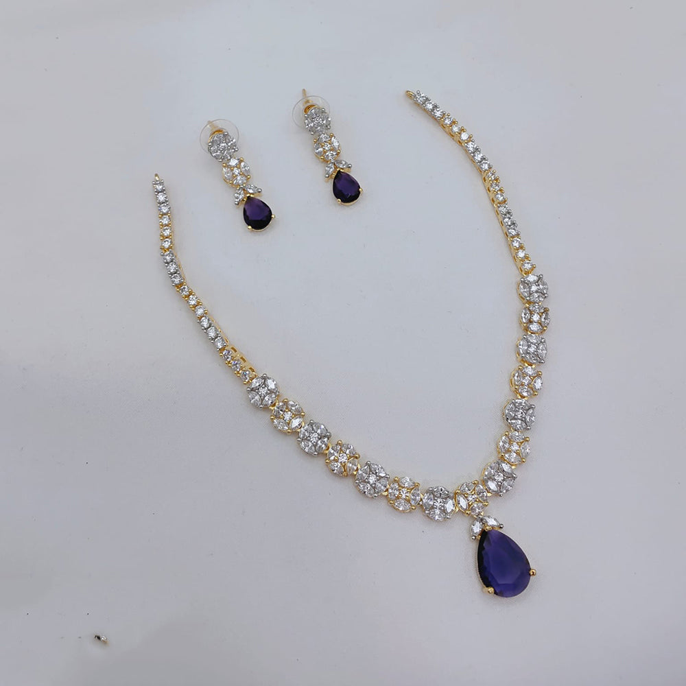 Lucentarts Jewellery Designer American Daimond Necklace Set for Women