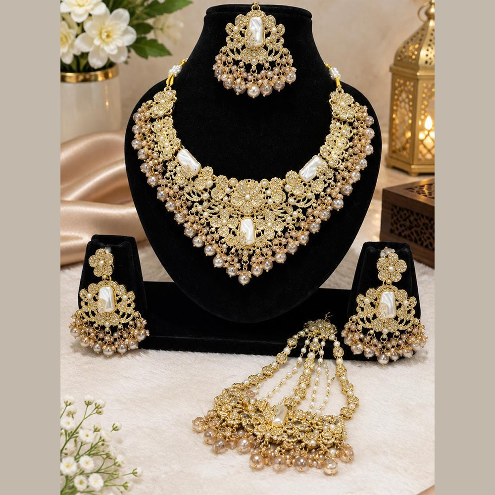 Lucentarts Jewellery Premium Austrain Stone And Beads Necklace Set for Women