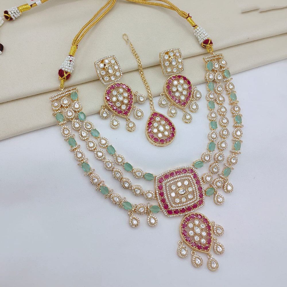 Lucentarts Jewellery Luxury Polki Kundan And American Diamond Necklace Set