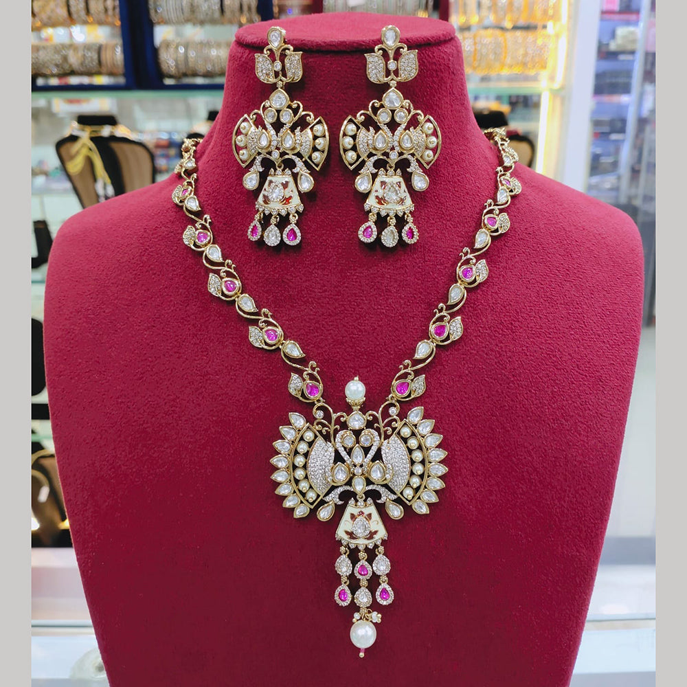 Lucentarts Jewellery Graceful Polki Kundan Stone Necklace Set