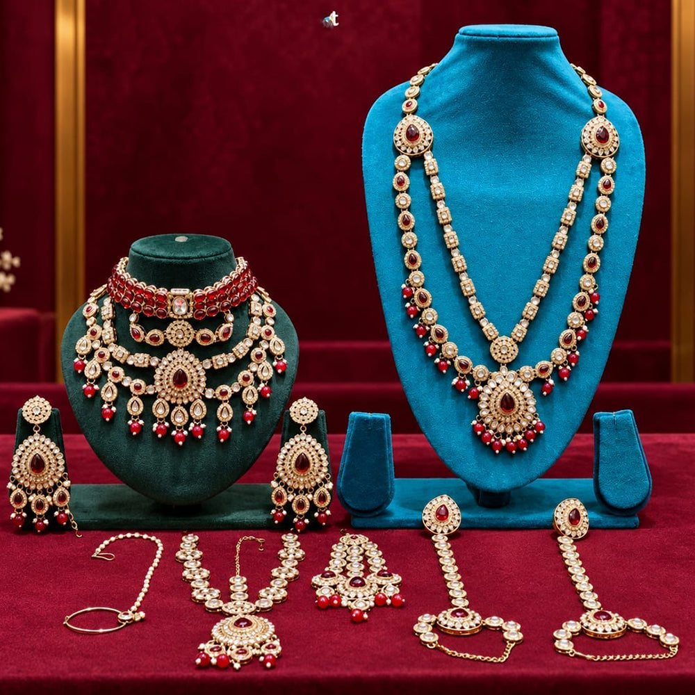 Lucentarts Jewellery Grand Kundan Stone Bridal Jewellery Set