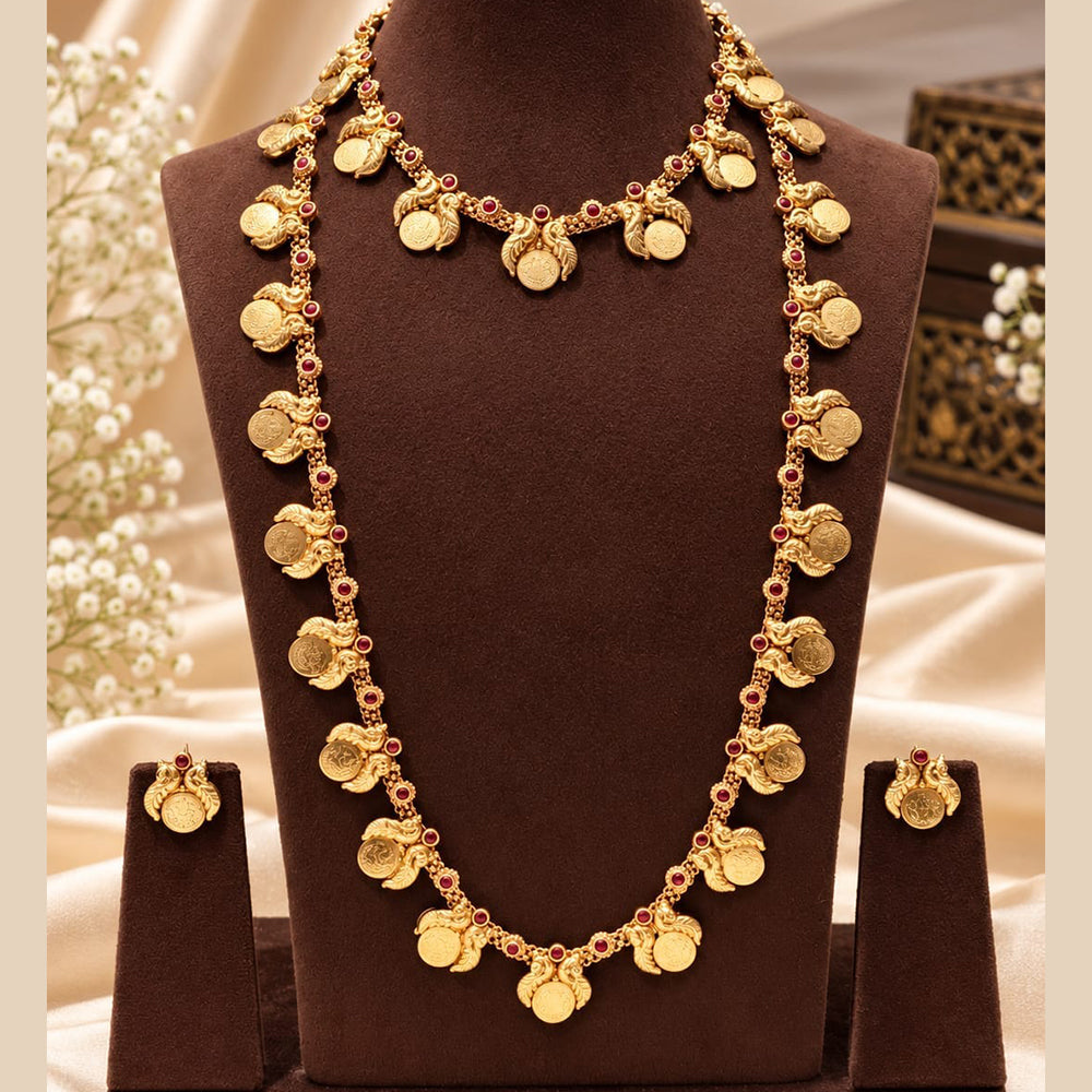 Lucentarts Jewellery Elegant Pota Stone Double Necklace Set