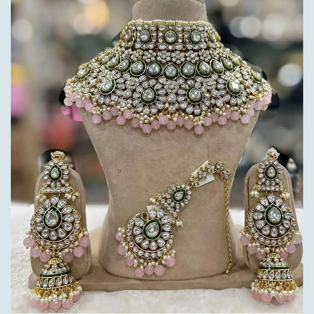 Sai Fashion Gold Plated Kundan And Meenakari Choker Necklace Set