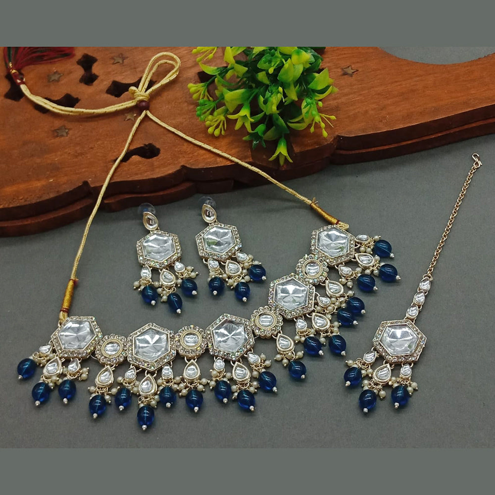 Sai Fashion Gold Plated Crystal Stone Choker Necklace Set