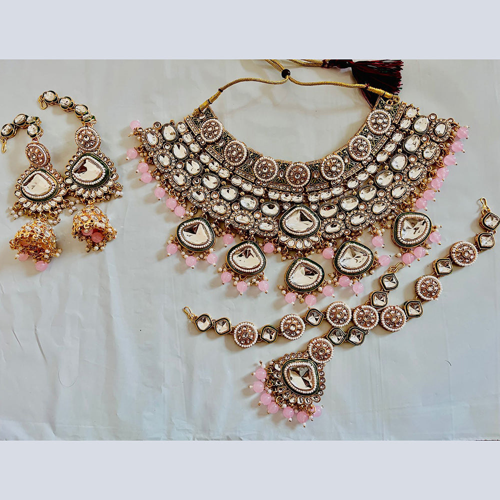 Sai Fashion Gold Plated Kundan Stone And Beads Necklace Set